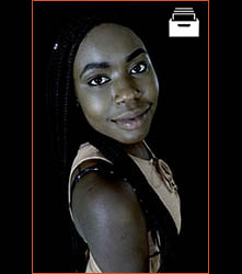Africian model wearing salmon dress